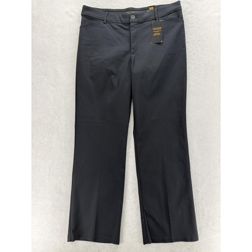 Lee Flex Motion Dress Pants Womens 14 Black Mid Rise Stretch Career Office NWT